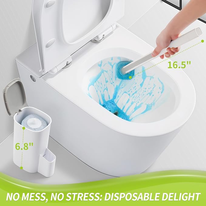Toilet Bowl Cleaner Wand with 14 Refills, Disposable Toilet Brush Set with - Image 6