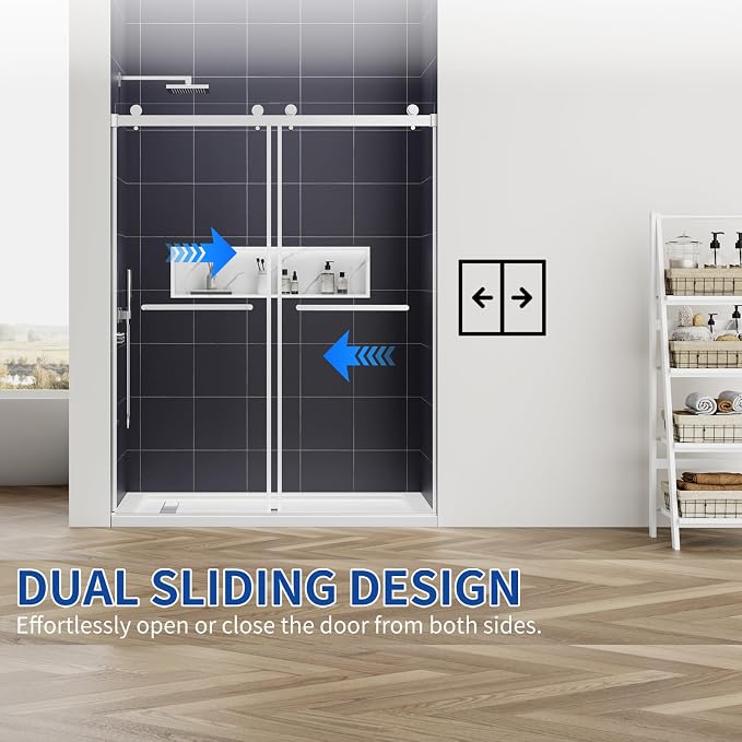 56-60" W x 76" H Double Sliding Frameless Shower Glass Door, 5/16" ANSI & SGCC - Image 5