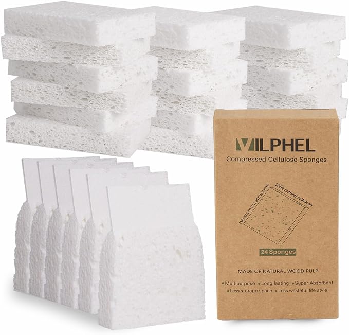 White Plant Based Sponges for Kithcen, Non Abrasive, No odor, Durable Washable by NaturalSponges