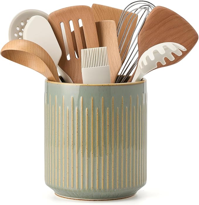 JIEMEI HOME Kitchen Utensil Holder, Ceramic Stable Utensil Crock by JHJIEMEIHOME