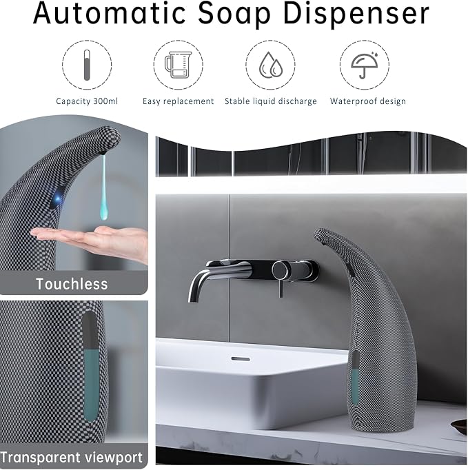 Automatic Liquid Soap Dispenser, 300ML Touchless 4 Gear Adjustable, Countertop - Image 2