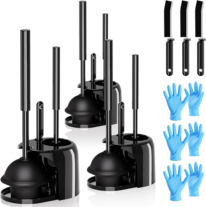 3PACK 4 in 1 Toilet Brush and Plunger Set by Unknown