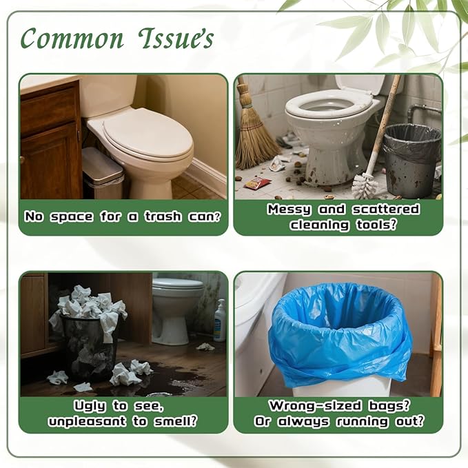 Bathroom Trash Can with Toilet, Slim Bathroom Trash Can, Toilet Brush and - Image 5