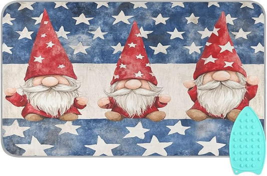 Three July 4th Gnomes Stars Ironing Mat by Tatenale