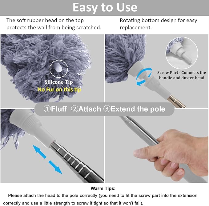 DELUX Microfiber Feather Duster Extendable Duster - Image 2
