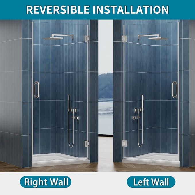 Framelss Hinged Shower Door, 3/8" Tempered Glass - Image 9