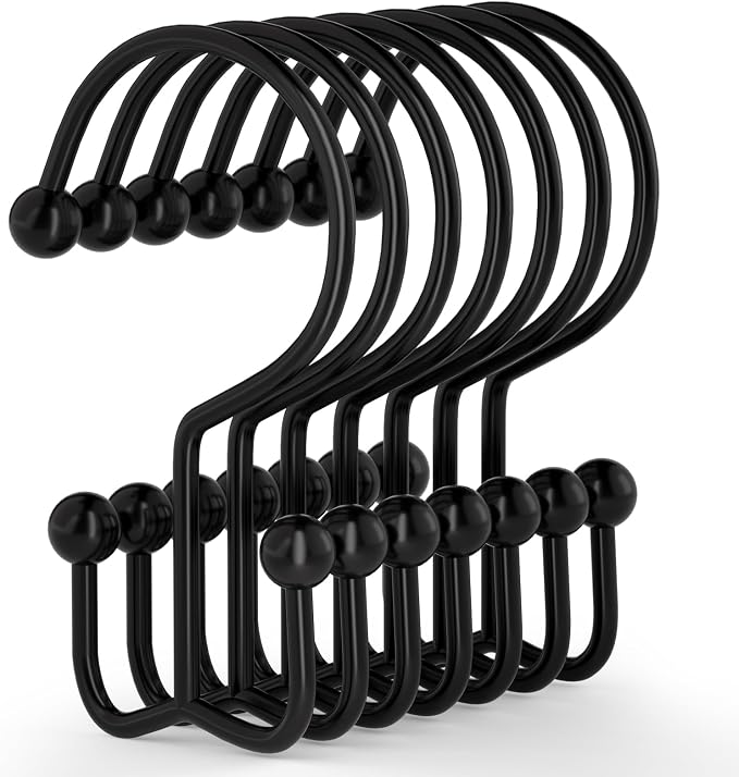 Goowin Shower Curtain Hooks, Durable Rust Proof Black Shower Curtain Hooks by Goowin