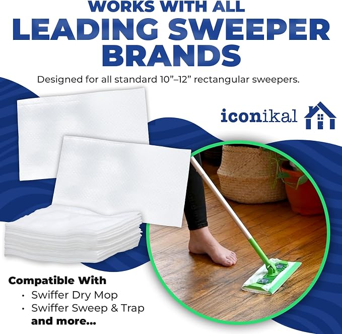 Iconikal Dry Mop Pad Refills | Fits Swiffer Dry Sweeping Cloths - Image 6
