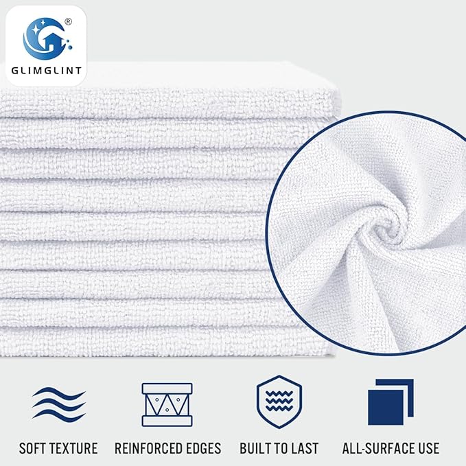 GLIMGLINT White Microfiber Cleaning Cloth, 150 Pack Microfiber Towels - Image 3