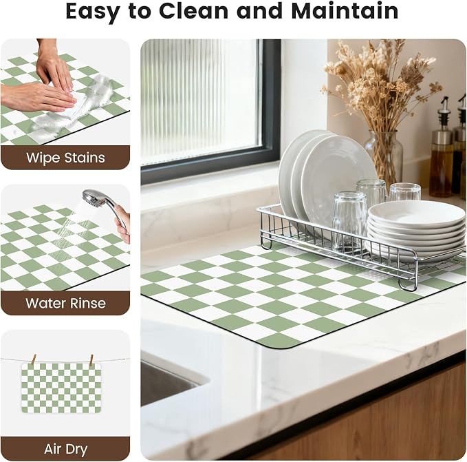 16" x 24" Checkered Dish Drying Mat - Image 7
