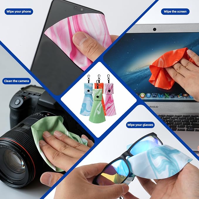 Colorful Glasses Cleaning Cloth Microfiber Wipes Portable Keychain Eyeglasses - Image 2