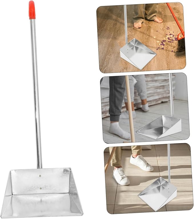 NOLITOY Ergonomic Long Handle Dustpan Brush Metal Dustpan - Image 2