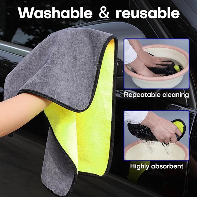 Hovom 3PCS Car Microfiber Towels, 23.62"×11.81" Lint-Free Microfiber Towels - Image 5