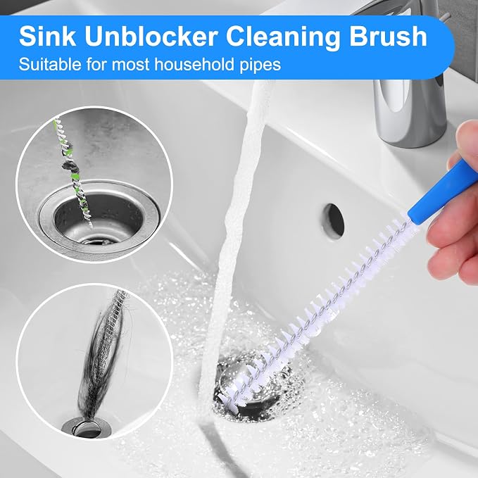 2 Pack Flexible Drain Cleaning Brush, 23.6inch Long Drain Clog Remover Tool - Image 2