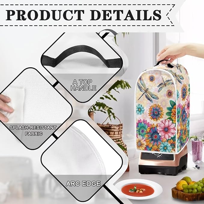 Boho Mandala Floral Blender Cover Washable Kitchen Toaster Cover Dragonfly Bread Maker Coffee Maker Protectiron Covers Size S