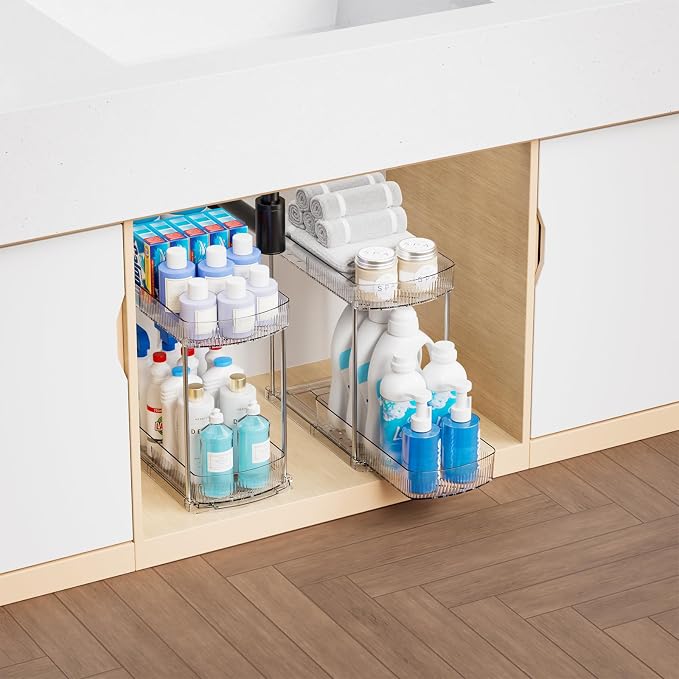 2 Pack Large Pull Out Bathroom Organizers and Storage, 2 Tier 12.8″ Tall - Image 7