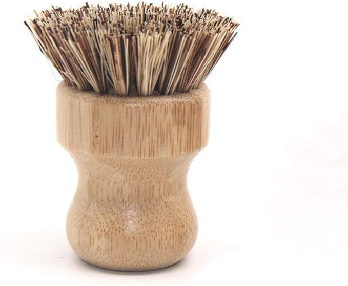 Natural Sisal Dish Washing Brush Bamboo Round Scrub Brush Pots Pans Vegetables by BIEAEIA