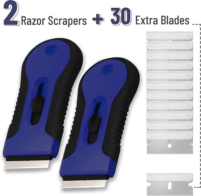 Bates- Razor Blade Scraper Tool, 2 Pack, 30 Extra Stainless Steel Blades - Image 2