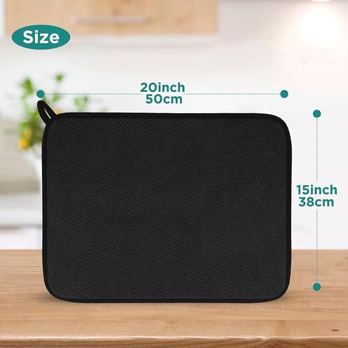 Microfiber Dish Drying Mat, Super Absorbent Kitchen Dish Drying Pad, Reversible - Image 2