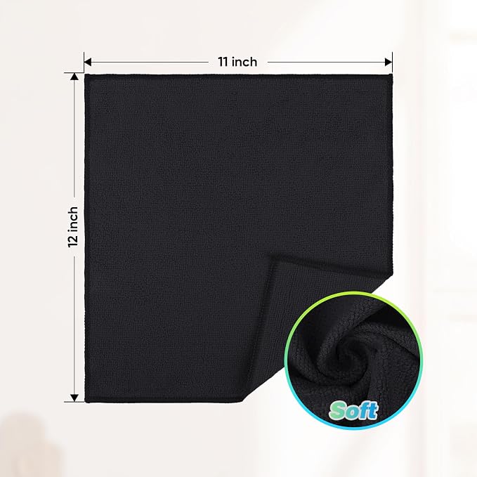 HOMEXCEL Black Microfiber Cleaning Cloth, 24 Pack Absorbent Cleaning Rags - Image 2