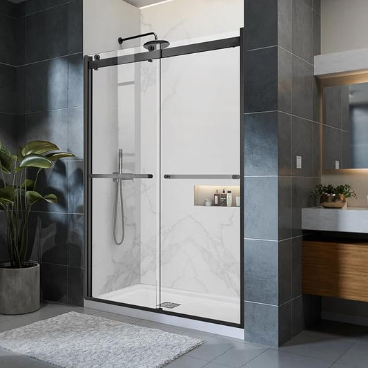 Sliding Shower Door, 44-48" W x 76" H Semi-Frameless Double Sliding Glass - Image 2