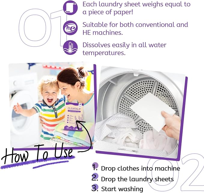 CLEARALIF Laundry Detergent Sheets, 64 Load - Image 5