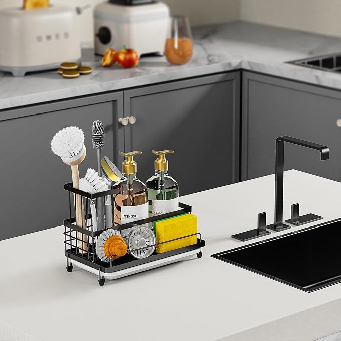 Cisily Large Capacity Kitchen Sink Caddy Organizer, Rustproof Non-Slip Sponge - Image 6