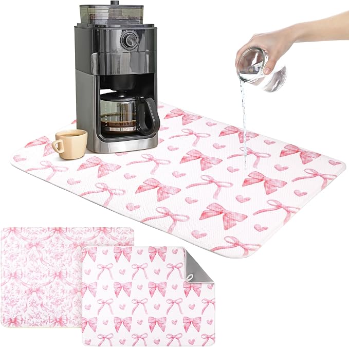2 Pcs Large Coquette Pink Bow Dish Drying Mat Large - Image 8