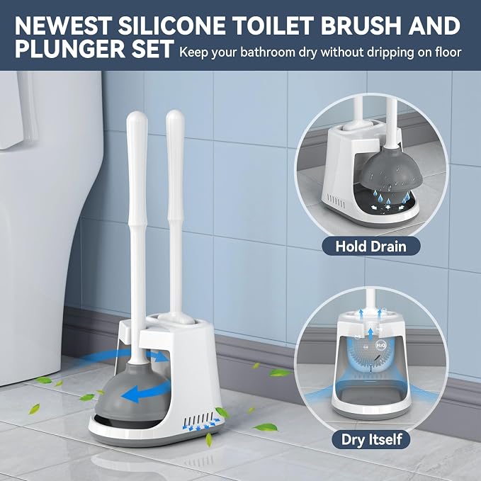 Unique Toilet Plunger and Brush, Silicone Brush and Heavy Duty Toilet Plunger - Image 6