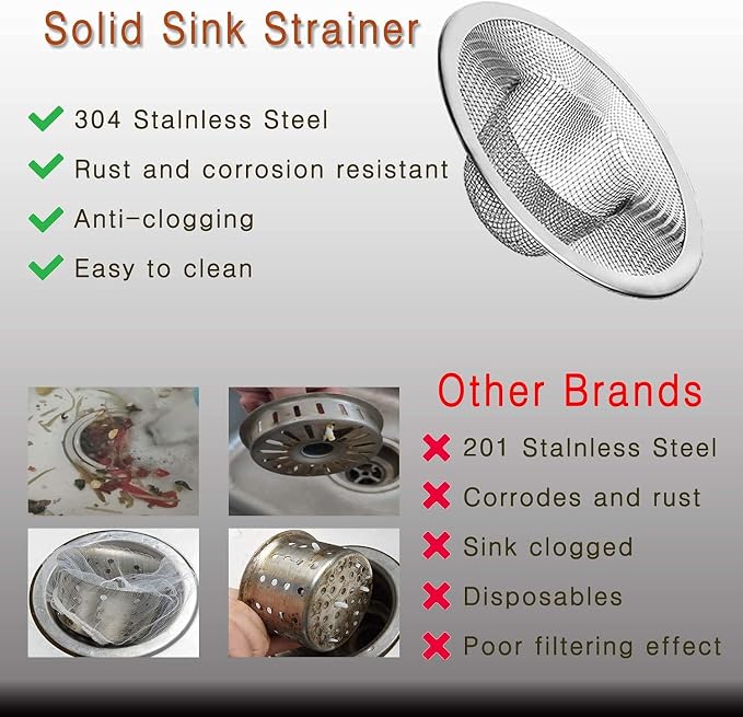 40pcs Heavy Duty Stainless Steel Slop Basket Filter Trap, 2.75" Top / 1" Mesh - Image 3
