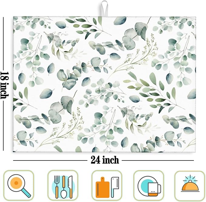 Dish Drying Mat for Kitchen Counter Microfiber Absorbent Dish Draining Reusable - Image 7