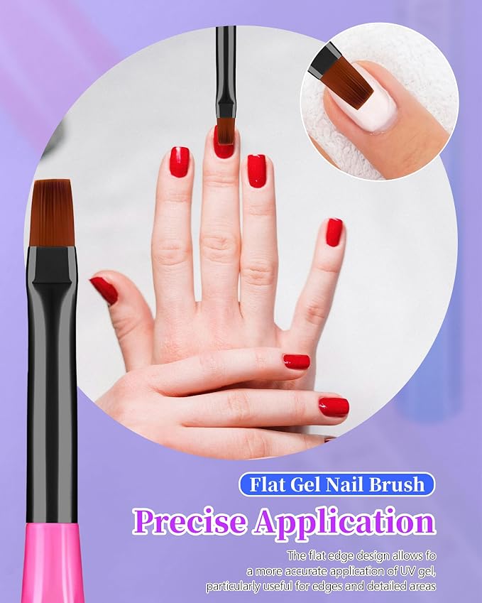 3PCS Nail Polish Clean Up Brush, Round&Falt&Angled Acetone Resistant Nail Brush - Image 3
