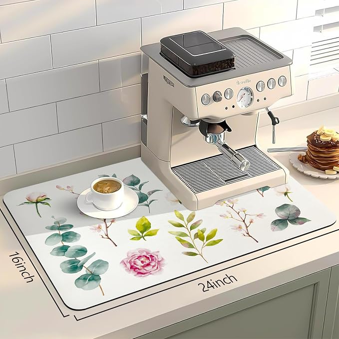 Bloss Drying Mat, Rose Flower Printed Dish Drying Mat - Image 3