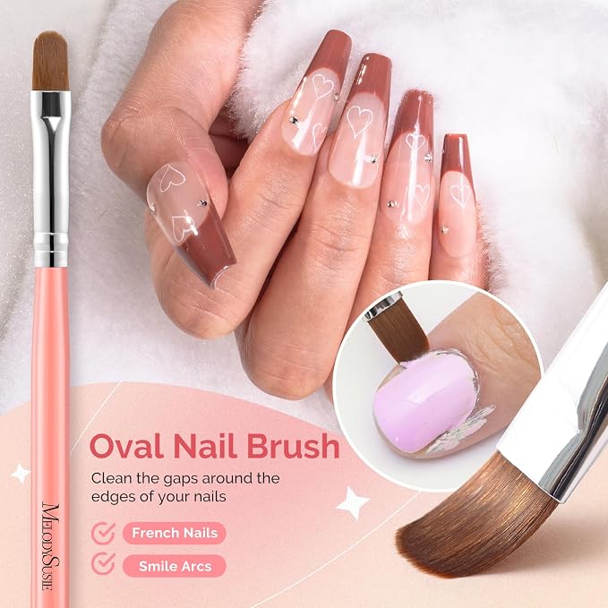 MelodySusie 3Pcs Nail Art Clean Up Brushes, Flat/Oval/Angled Gel Nail Brushes - Image 3