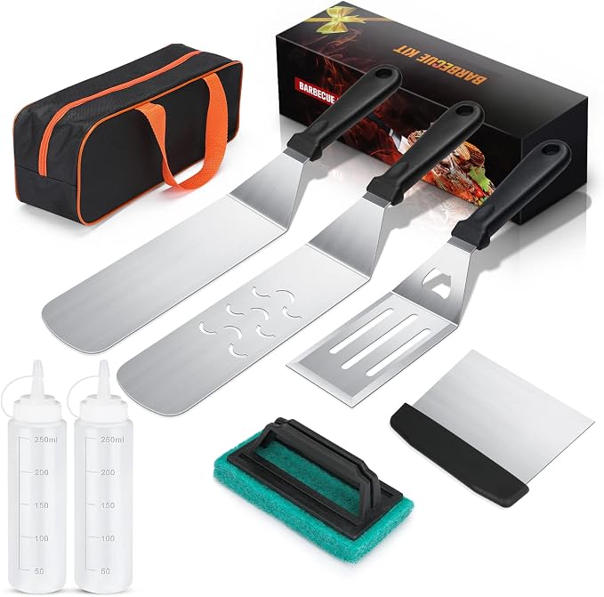 8-Piece Griddle Accessory Kit – Premium Stainless Steel Tools by AULTONG