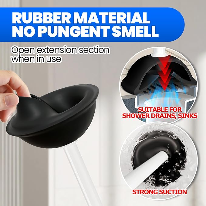 2 in 1 Toilet Brush and Plunger Set, Extended Handle Plunger, Toilet Bowl Brush - Image 3