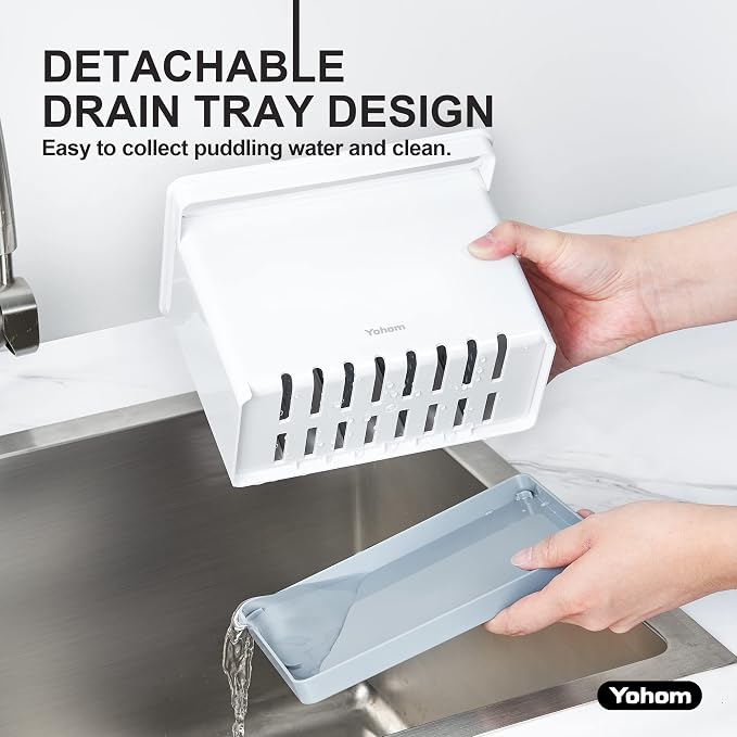 YOHOM Sink Brush Holder for Kitchen Sink Sponge Caddy Countertop Organizer - Image 5