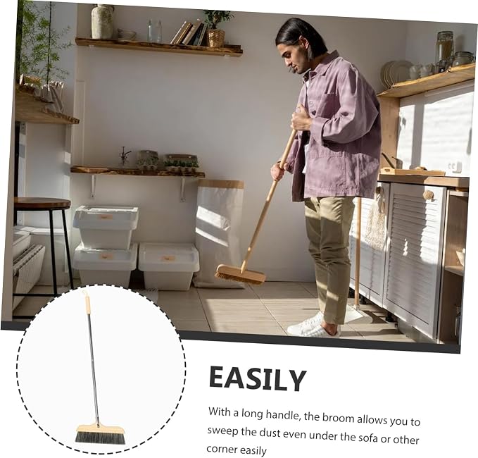 Soft Bristle Broom with Long Handle Frame Floor Brush - Image 3