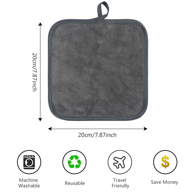 SINLAND Microfiber Facial Cloths Fast Drying Washcloth 8inch x 8inch Absorbent - Image 2