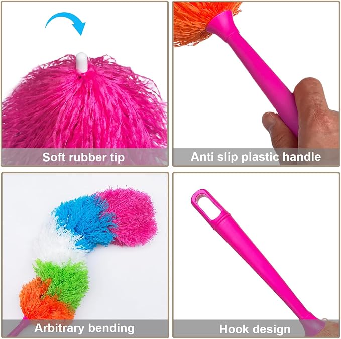 2 Pack 22-Inch Rainbow Reusable Microfiber Dusters, Bendable and Washable - Image 3