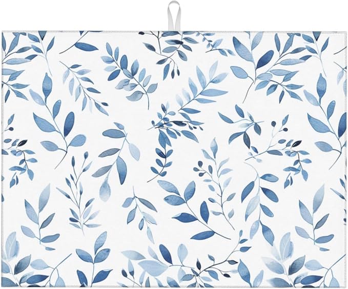 Blue Flower Dish Drying Mat For Kitchen Counter Absorbent Large Kitchen Fast by Unknown