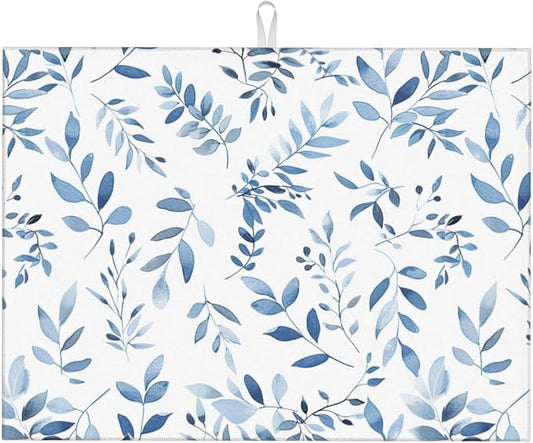 Blue Flower Dish Drying Mat For Kitchen Counter Absorbent Large Kitchen Fast by Unknown