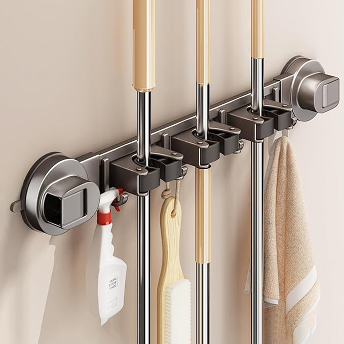 Wall-mounted Mop Holder for Bathrooms, Storage Rack Suitable for Bathrooms by Unknown