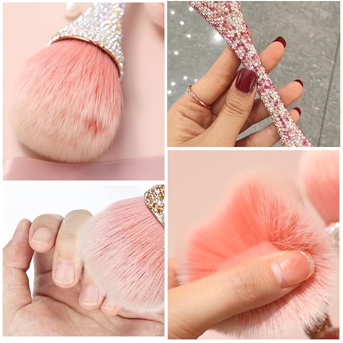 2 PCS Nail Art Dust Brush Shiny Rhinestone Fust Brushes Ultra Soft Nylon Dust - Image 3