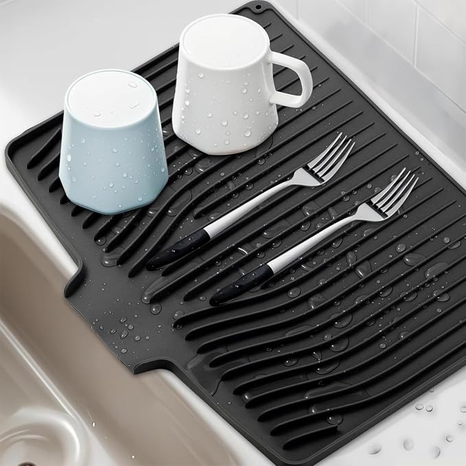 Silicone Dish Drying Mat for Kitchen Counter, Dish Drainer Mat, Non-Slip Drying - Image 7