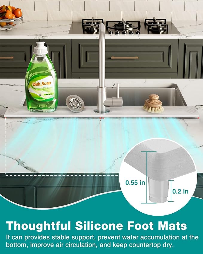 Stone Faucet Mat for Kitchen Sink, Diatomite Sink Protectors - Image 6