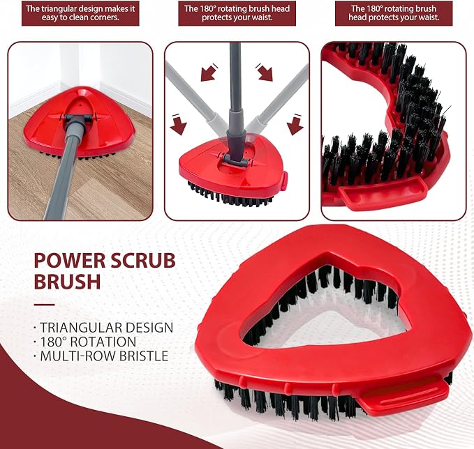 Spin Mop Scrub Brush Head, Triangle Stiff Bristle Scrubber Mop Head - Image 4
