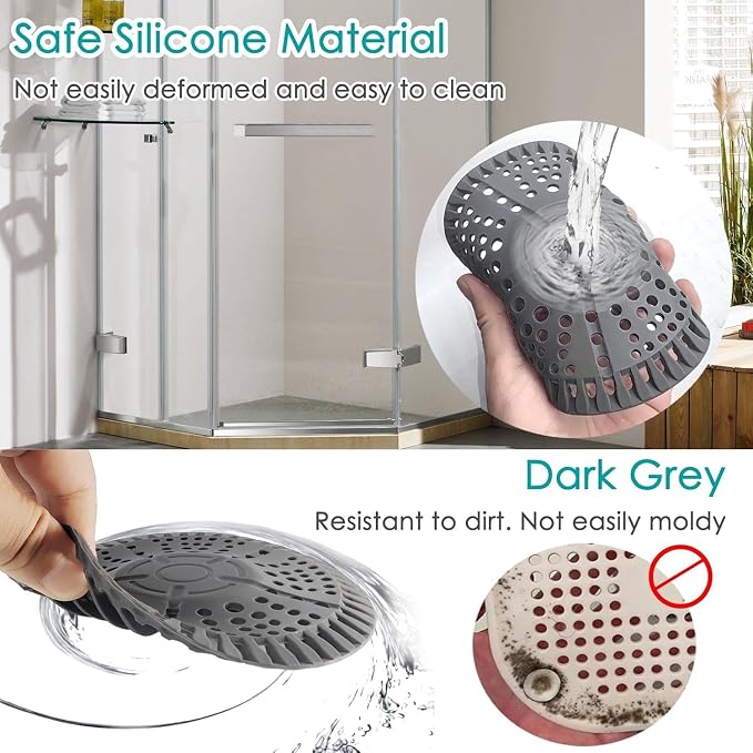 Shower Drain Hair Catcher, 5.5in Shower Hair Catcher Large Premium Silicone - Image 4