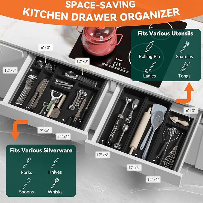 Bamboo Drawer Organizer, Small Silverware - Image 3