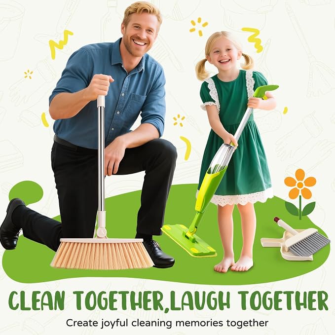 Kids Cleaning Toy Set, Mini Spray Mop Montessori Toys Pretend Play Cleaning Tool - Image 7
